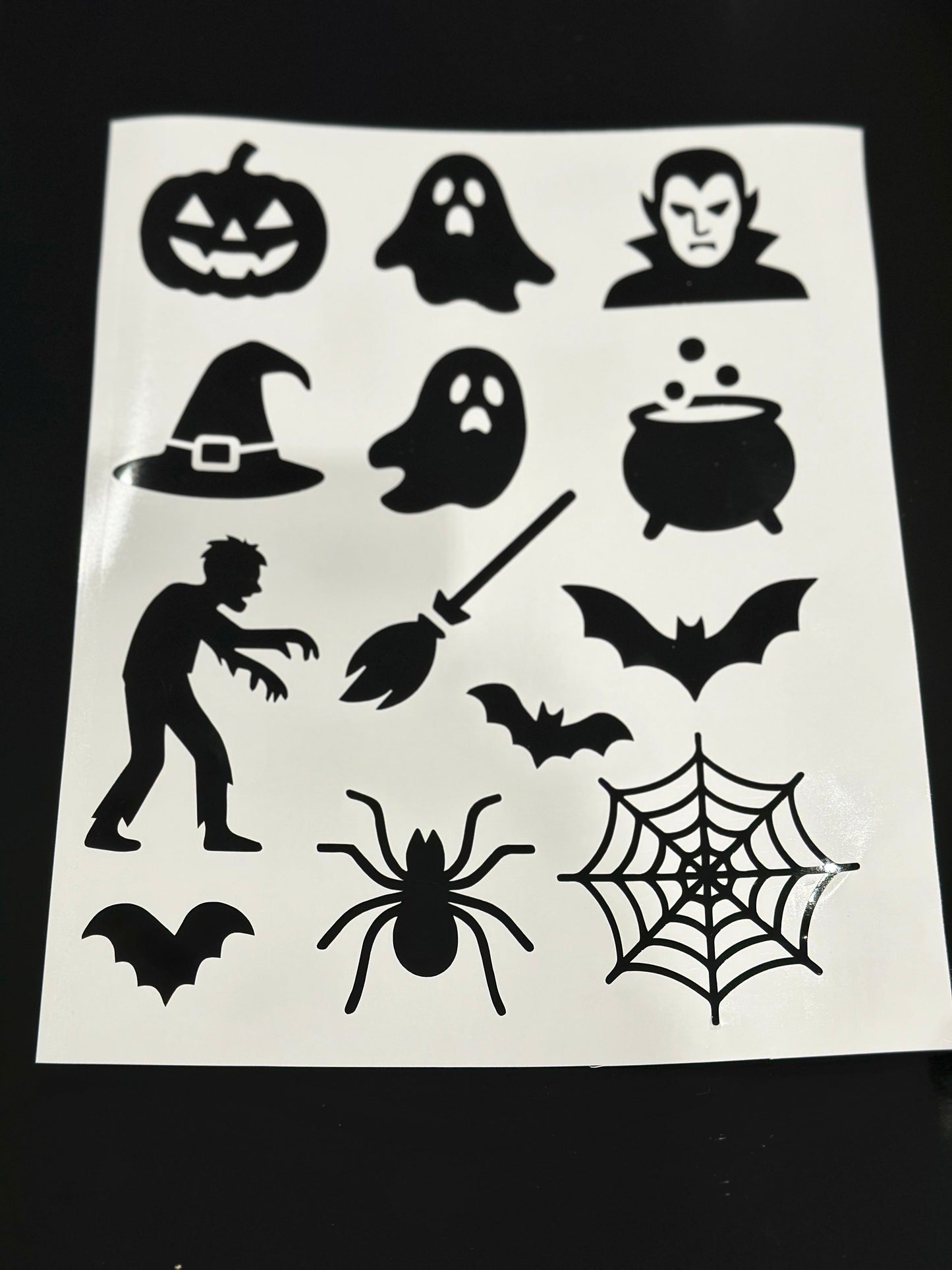 Sets Of 3/4 Black Assorted Font Or Face Halloween Pumpkin Window Door Halloween Sticker Labels