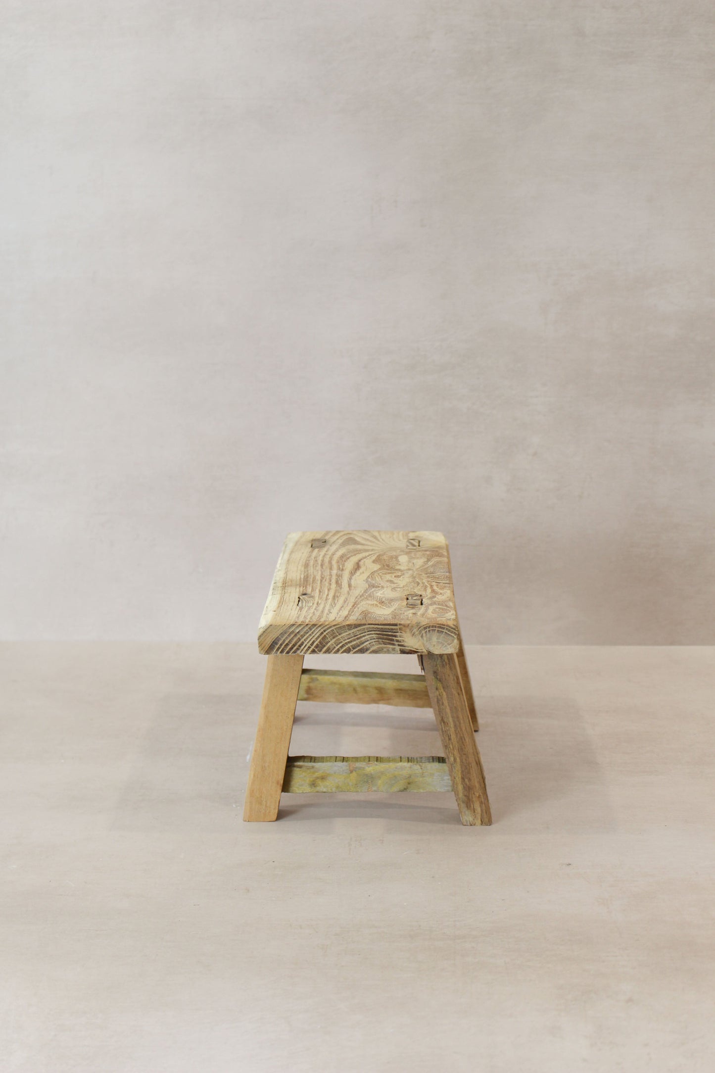 Vintage Rustic Elm Wood Stool - Small - No 17