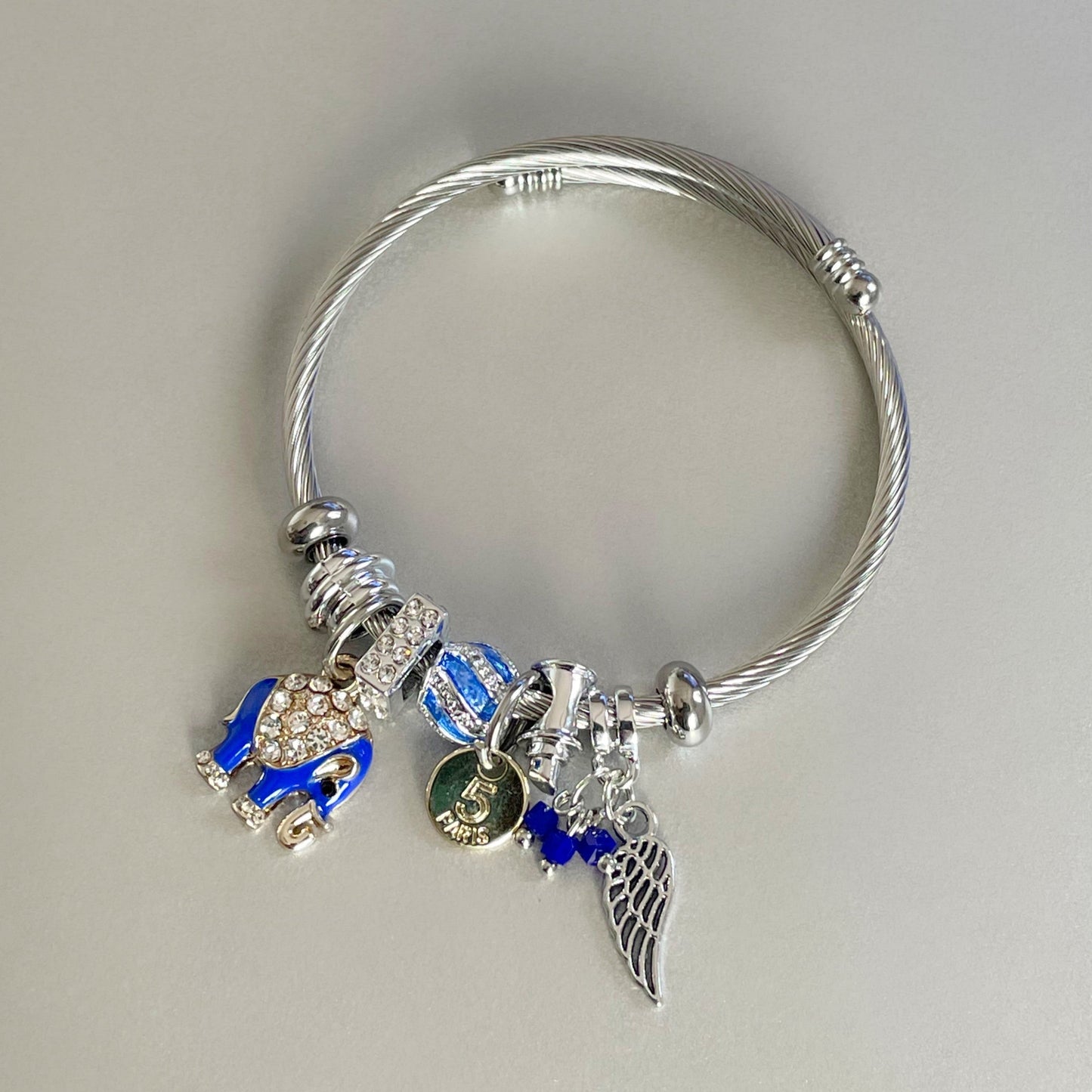 Nixi Silver Elephant Charm Bracelet