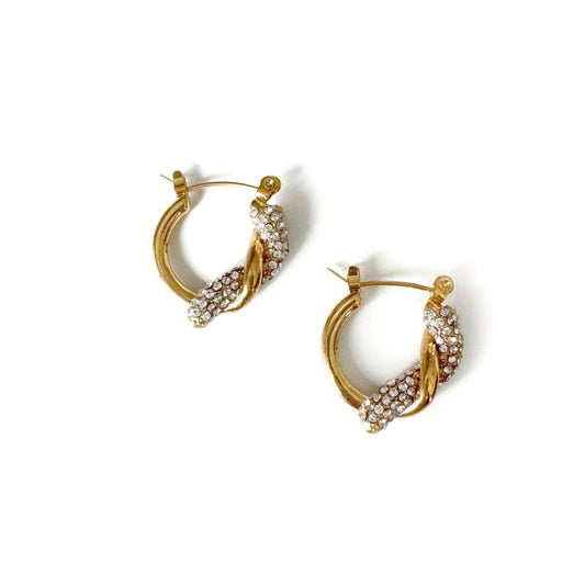 Indigo Luxe 18k Gold Plated Jewelled Twist Earrings