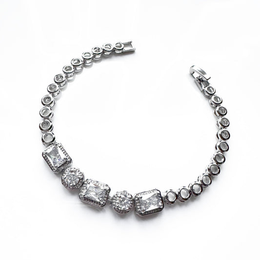 Cielle Silver Clear Stone Statement Jewel Bracelet