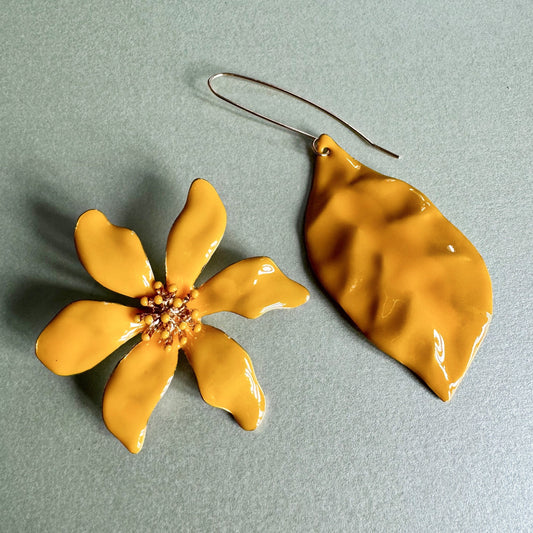 Orla Large Yellow Statement Mismatch Earrings