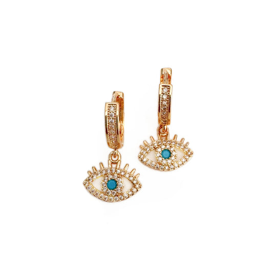 Nyra Evil Eye Jewelled Huggie Hoop Earrings
