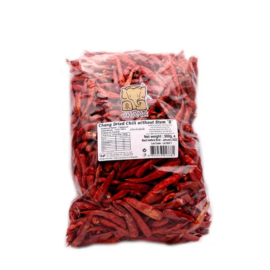 CHANG Dried Chilli Without Stem Size Small 500g
