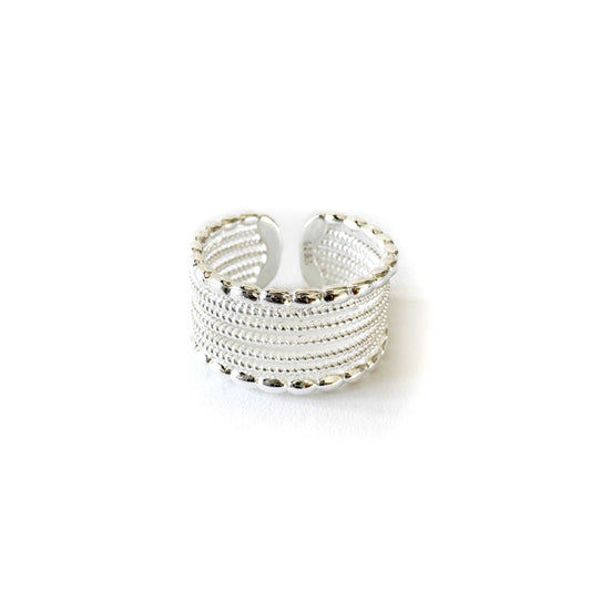 Saafi Silver Contemporary Wide Band Statement Ring