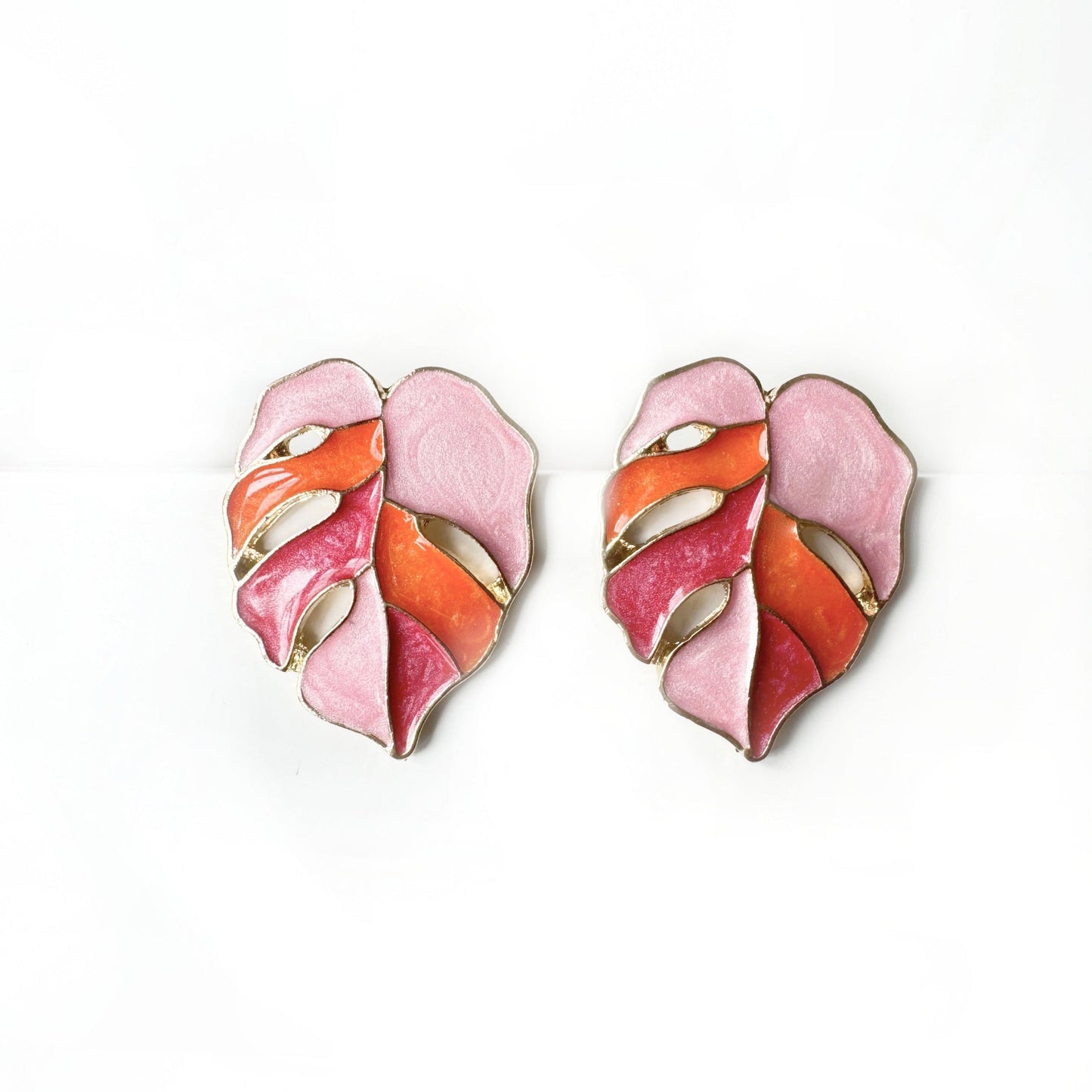 Kehlaani Blush Enamel Monstera Earrings
