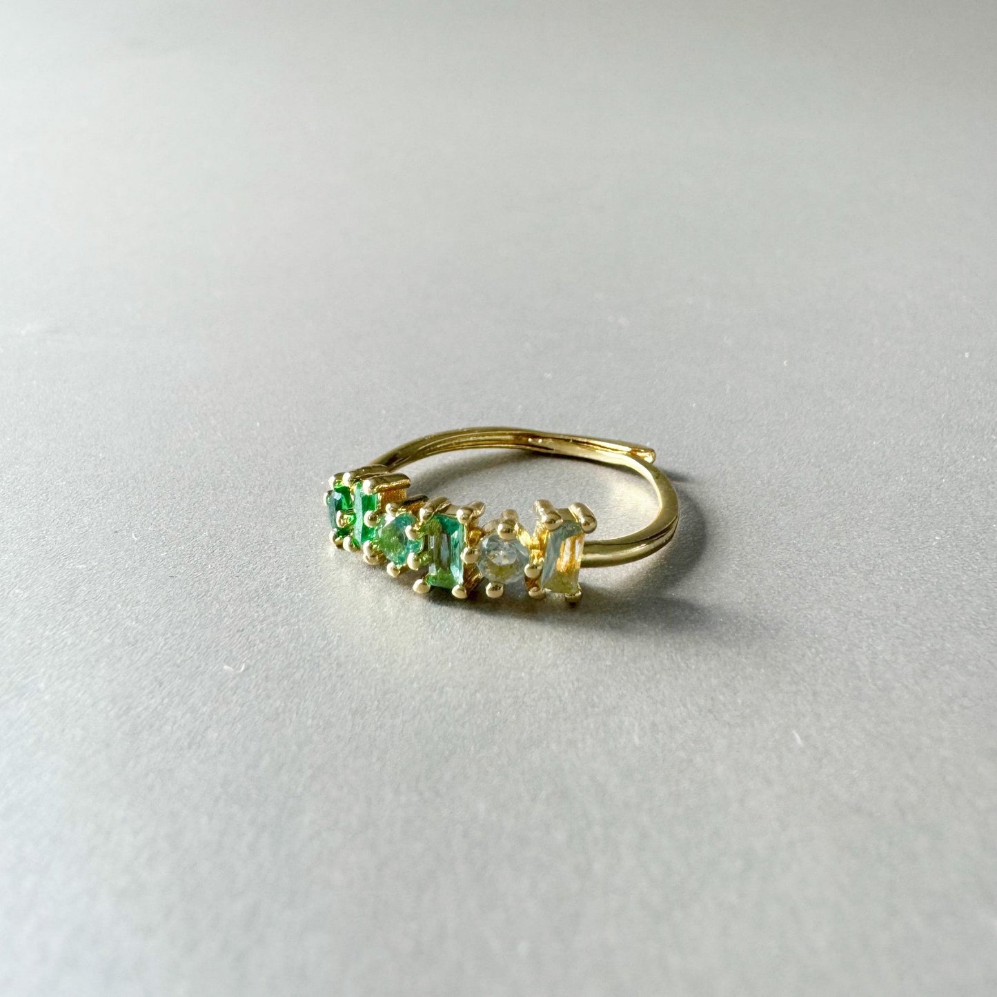 Eden Luxe 18k Gold Plated Green  Multi Jewelled Ring