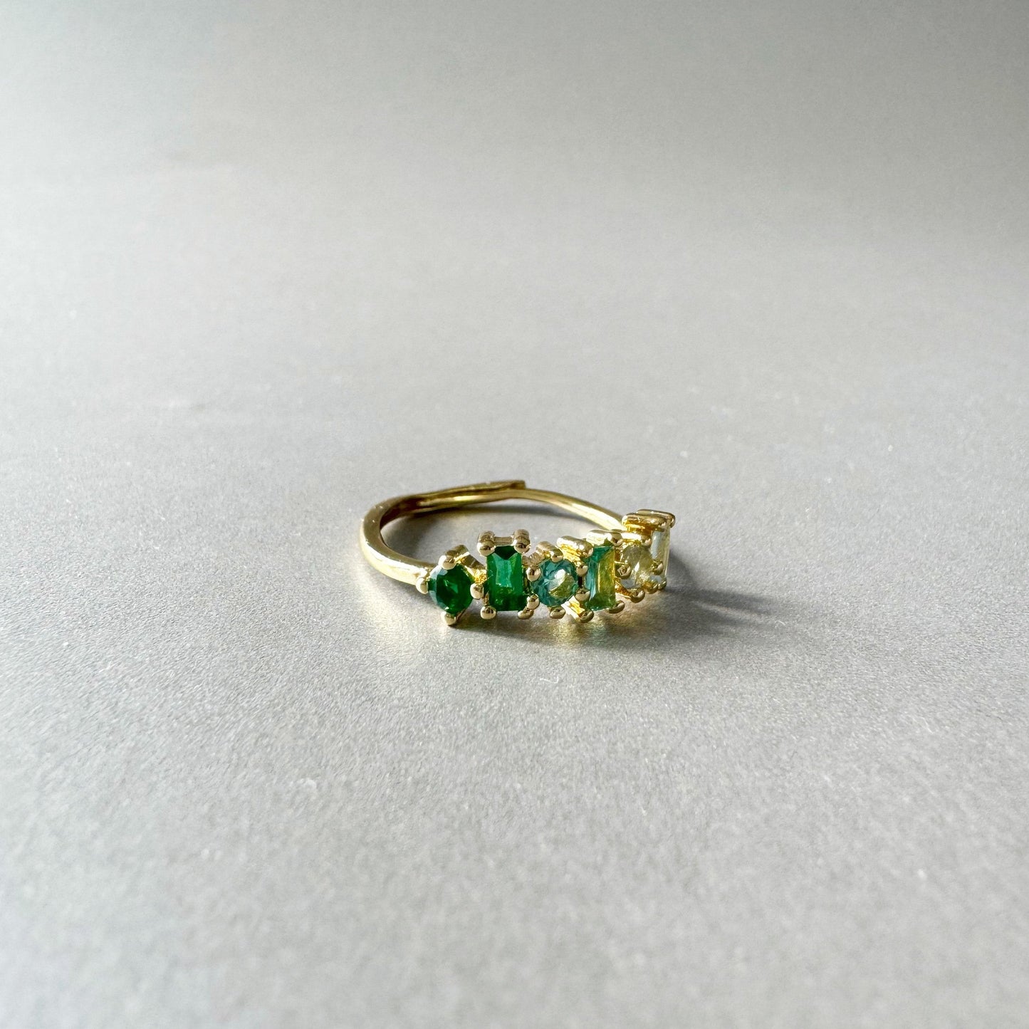 Eden Luxe 18k Gold Plated Green  Multi Jewelled Ring