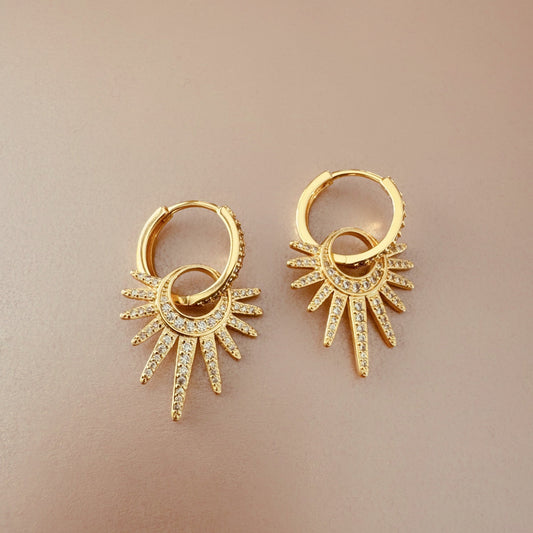 Nola Sunburst Charm Jewel Hoop Earring