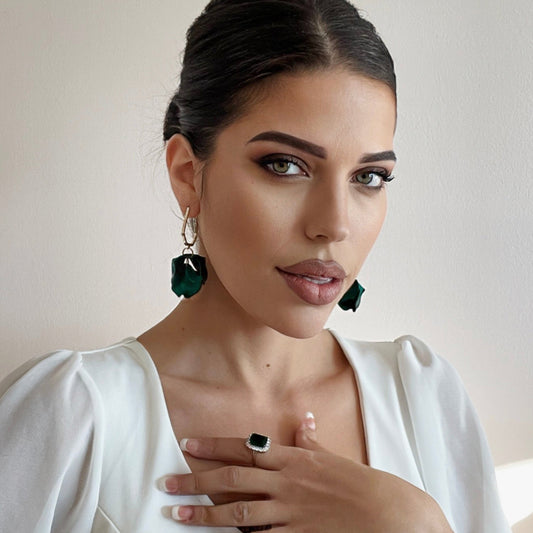 Juni Emerald Green Petal Earrings