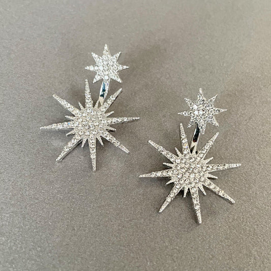 Aura Crystal Silver Starburst Earrings