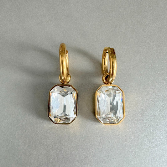 Rani Luxe 18k Gold Plated Clear Jewel Earrings
