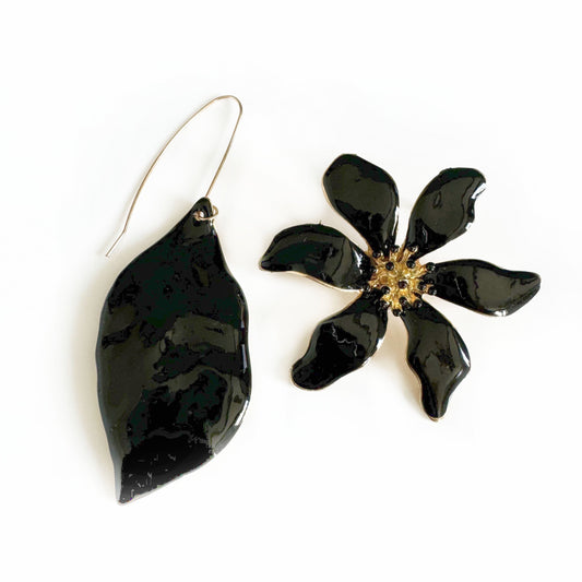 Orla Large Black Statement Mismatch Earrings