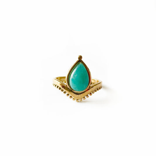 Emmy Luxe 18k Gold Plated Turquoise Stone Ring