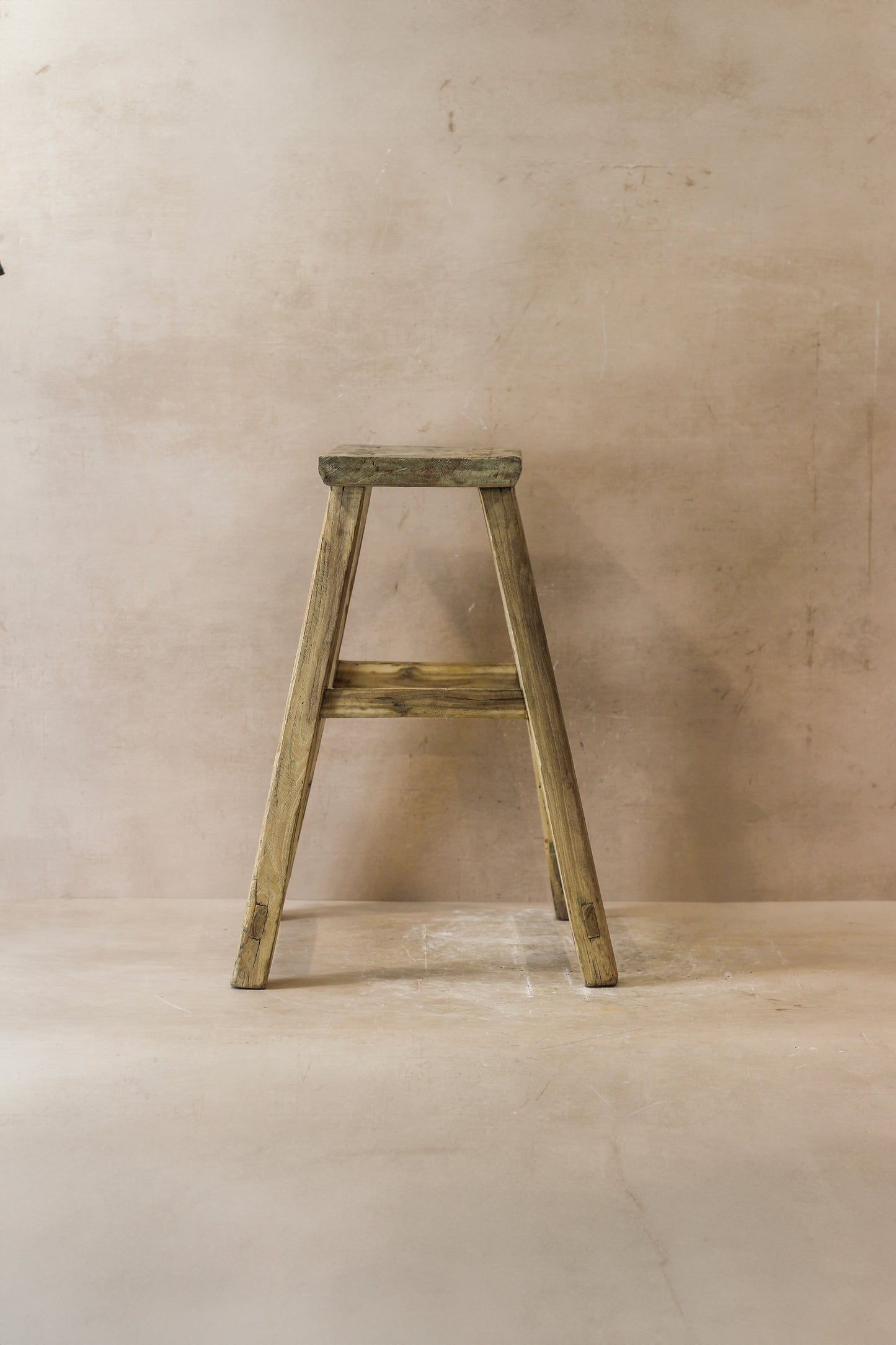 Vintage Rustic Elm Wood Stool - Medium - No 48