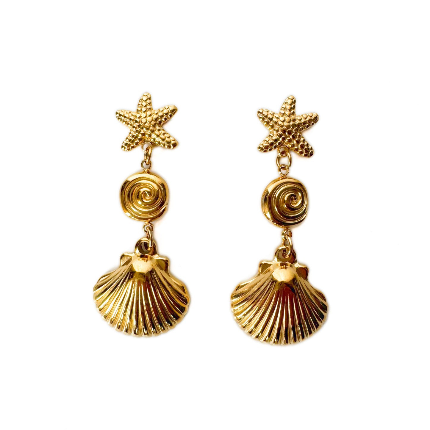 Marina Luxe 18k Gold Plated Shell Dangle Earrings