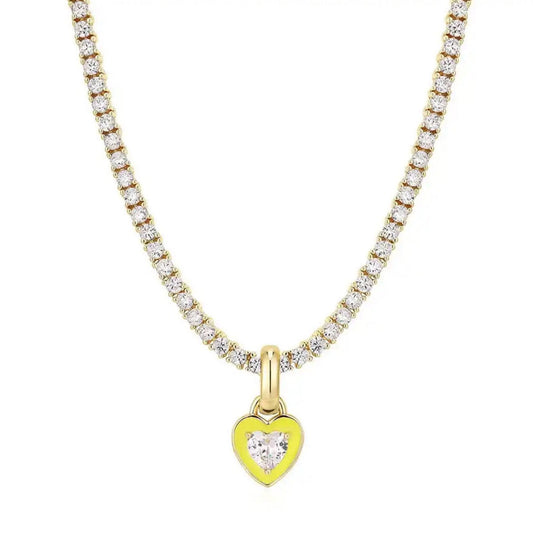 Sola Yellow Heart Charm Jewelled Necklace