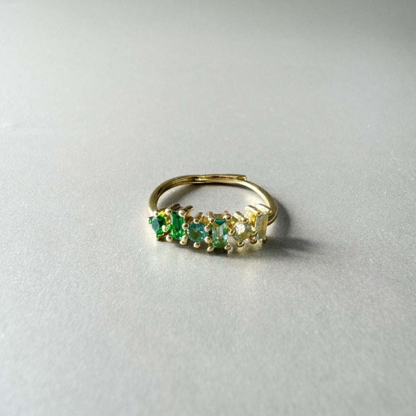Eden Luxe 18k Gold Plated Green  Multi Jewelled Ring