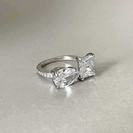 Unity Statement Open Silver Tone Jewel Ring