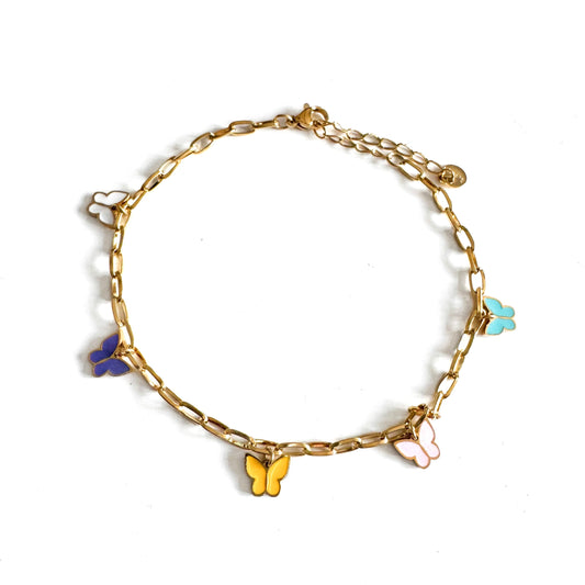 Yareli Luxe 18k Gold Plated Butterfly Charm Anklet