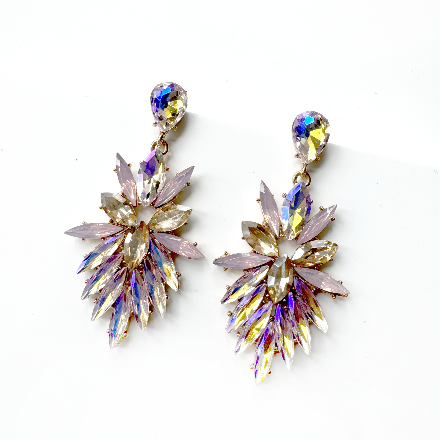 Genevieve  Pink Rhinestone Statement Earrings