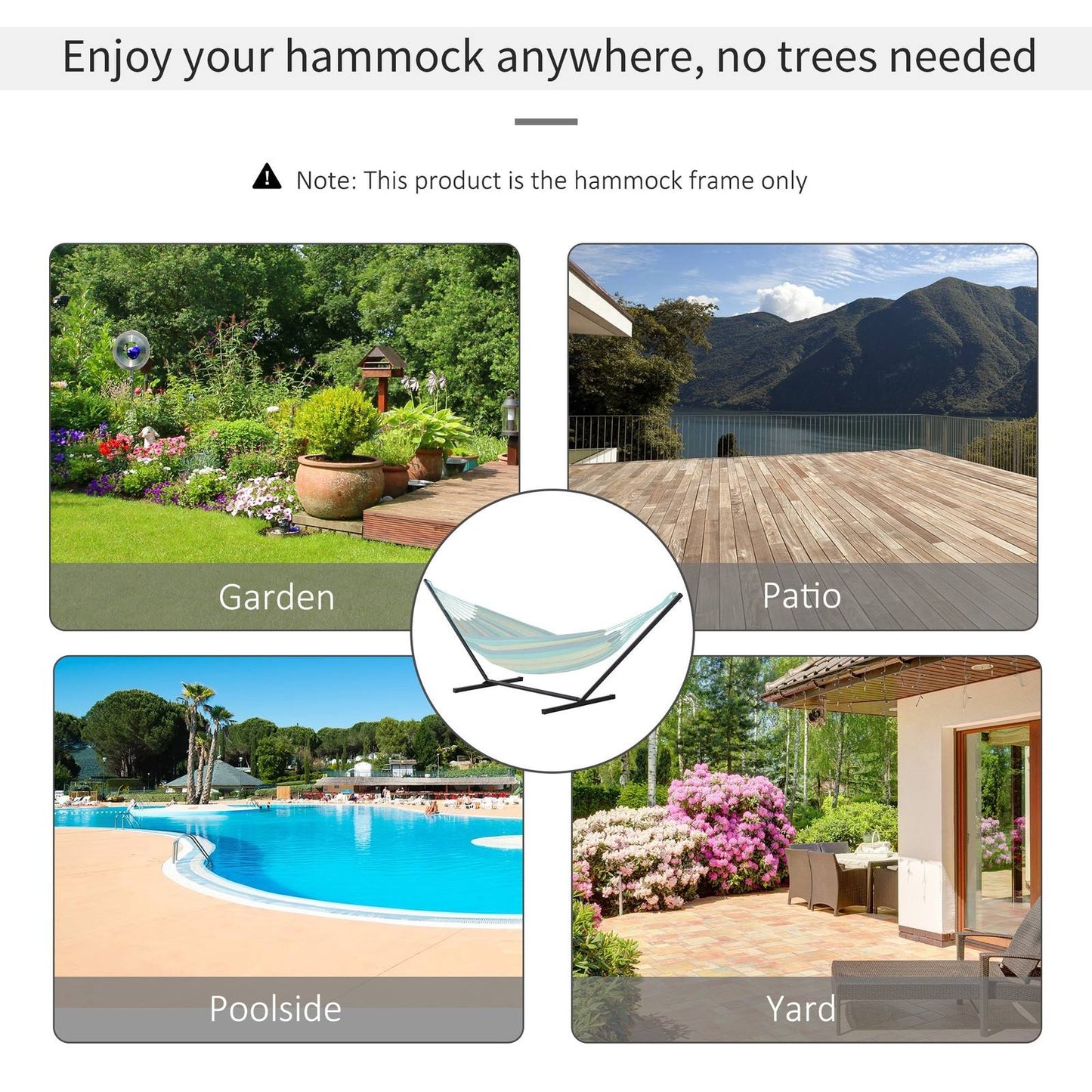 3.6m Extra-long Universal Hammock Stand Metal Frame Garden Camping Picnic Outdoor Patio Replacement Stand Only