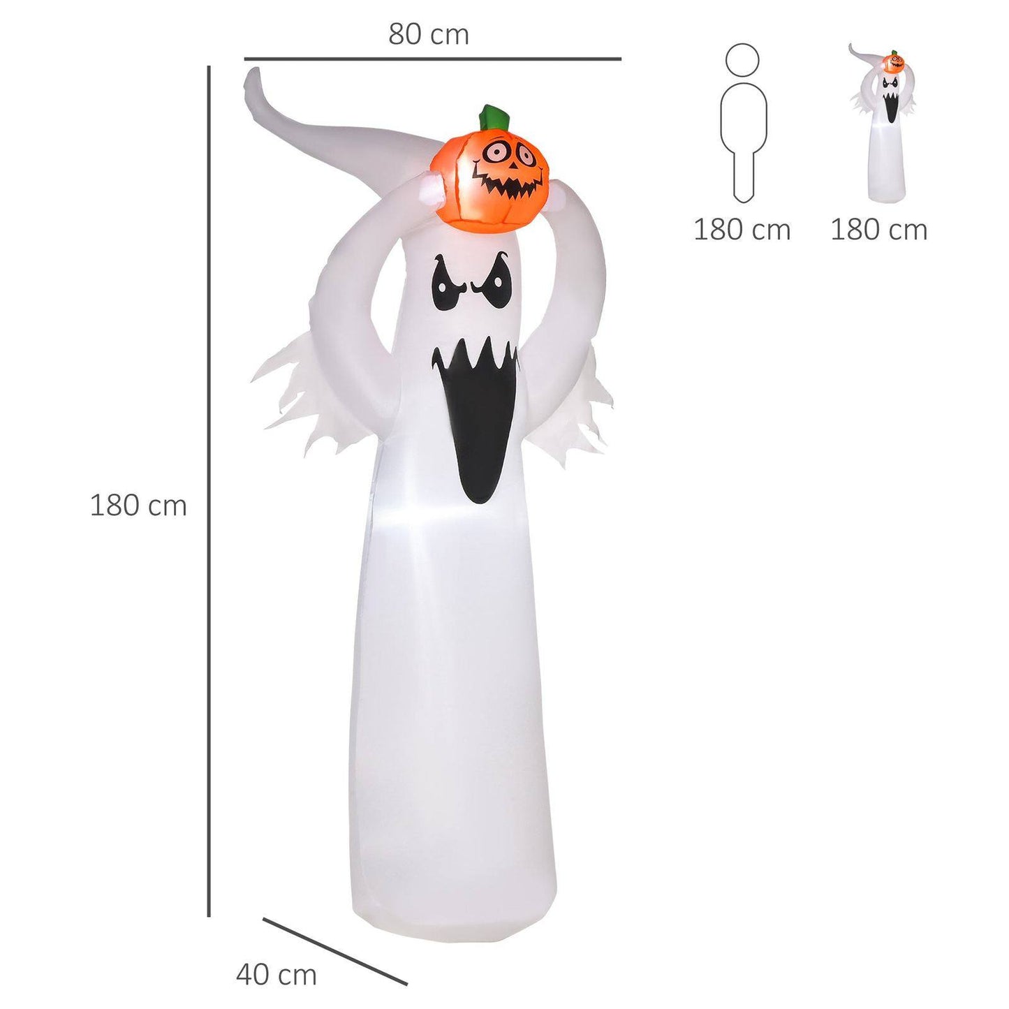 Inflatable Halloween Floating Ghost Pumpkin Outdoor Decoration w/ LED Lights 6FT