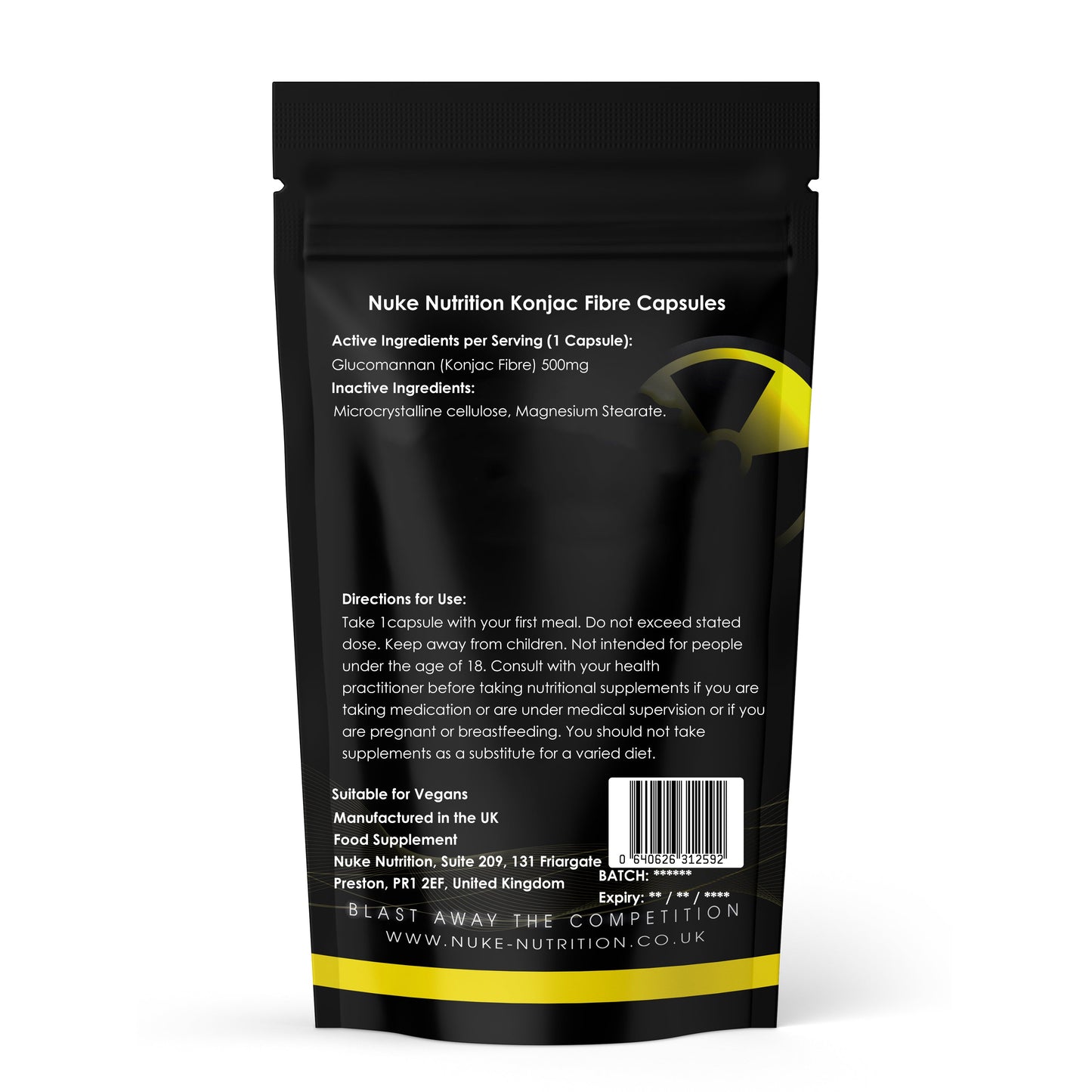 Konjac Fibre Appetite Suppressor & Control Cravings Blocker High Strength 500mg Capsules