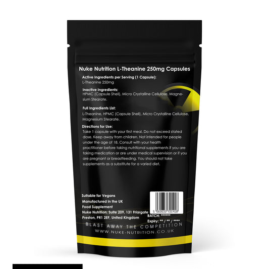 L Theanine 250mg Capsules Stress & Anxiety Relief - Supports Cognitive Function & Focus