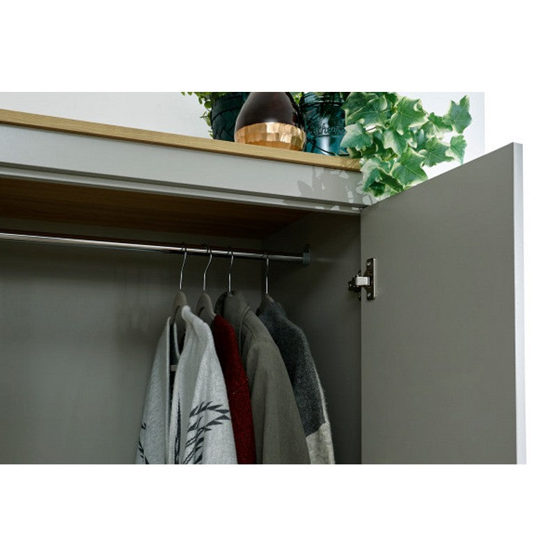 Lancaster Tall Wardrobe Grey 3 Doors 1 Shelf 2 Drawers