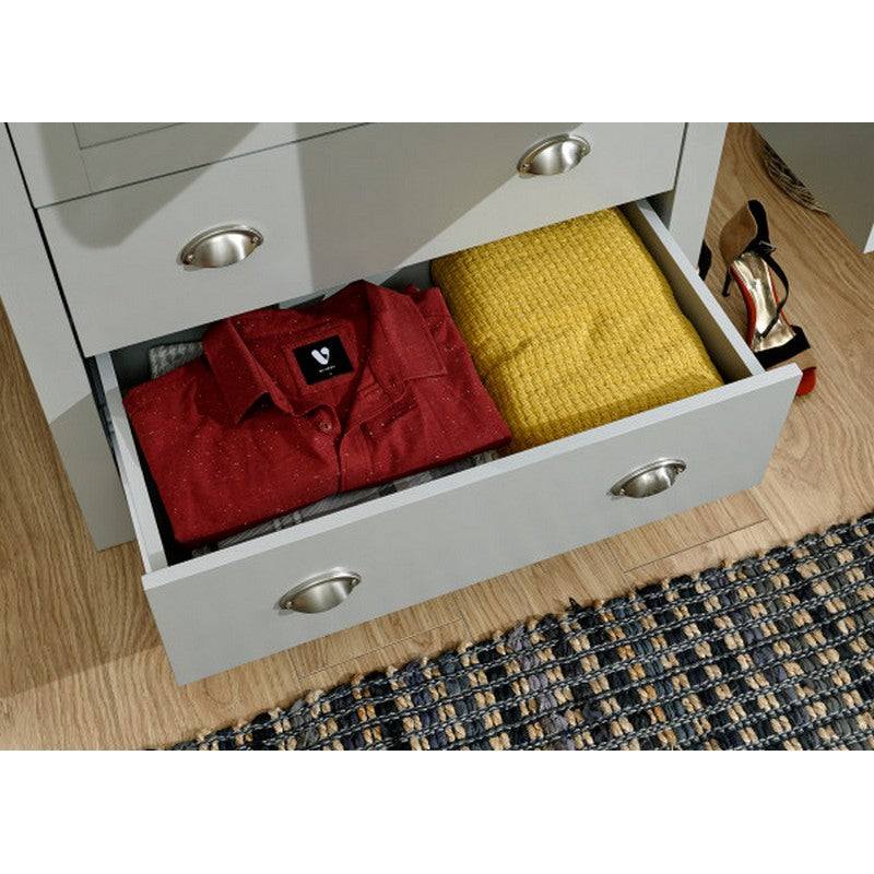 Lancaster Tall Wardrobe Grey 3 Doors 1 Shelf 2 Drawers