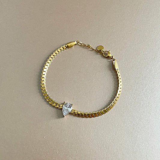 Elithia Luxe 18k Gold Plated Teardrop Jewel Bracelet