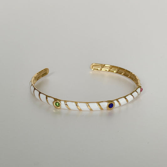 Kalinda Luxe 18k Gold Plated Enamel Cuff
