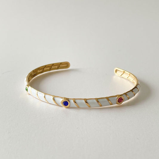 Kalinda Luxe 18k Gold Plated Enamel Cuff