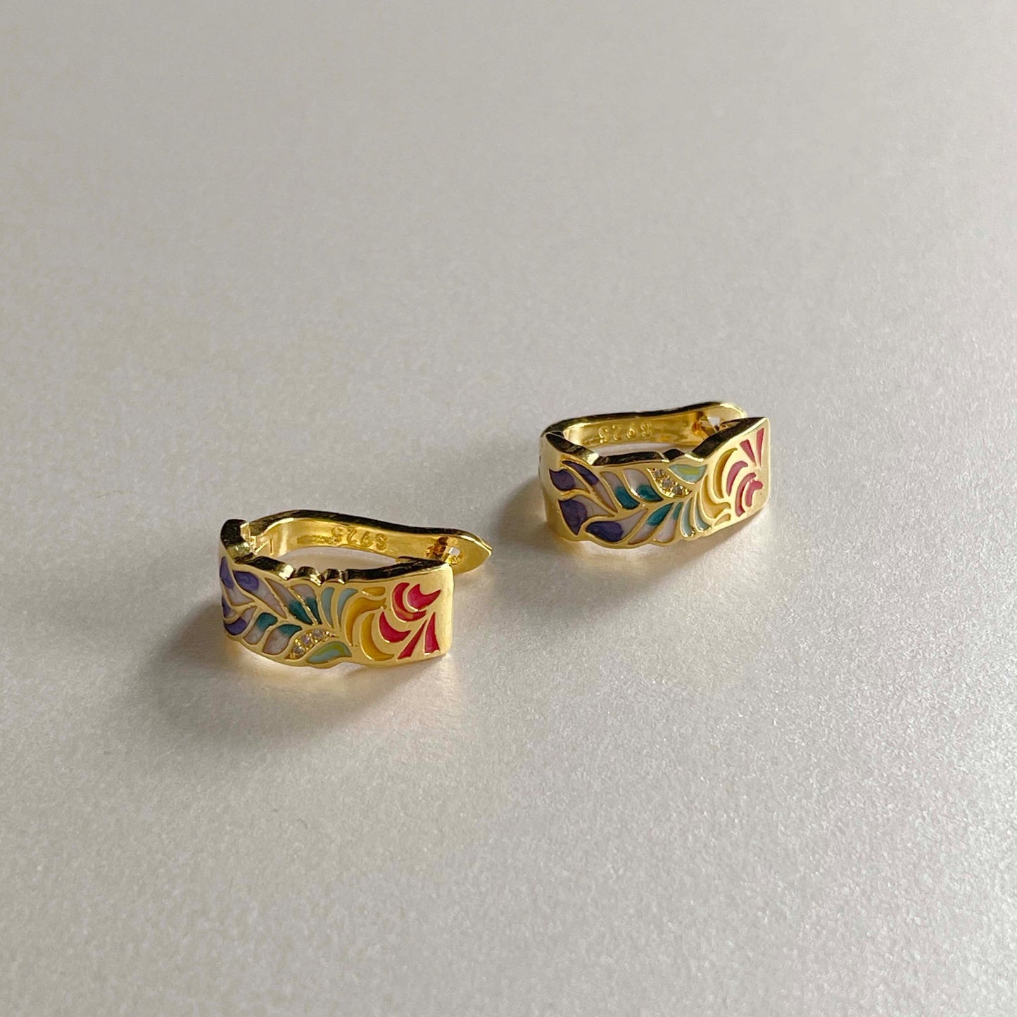 Francesca Gold Tone Enamel Earrings