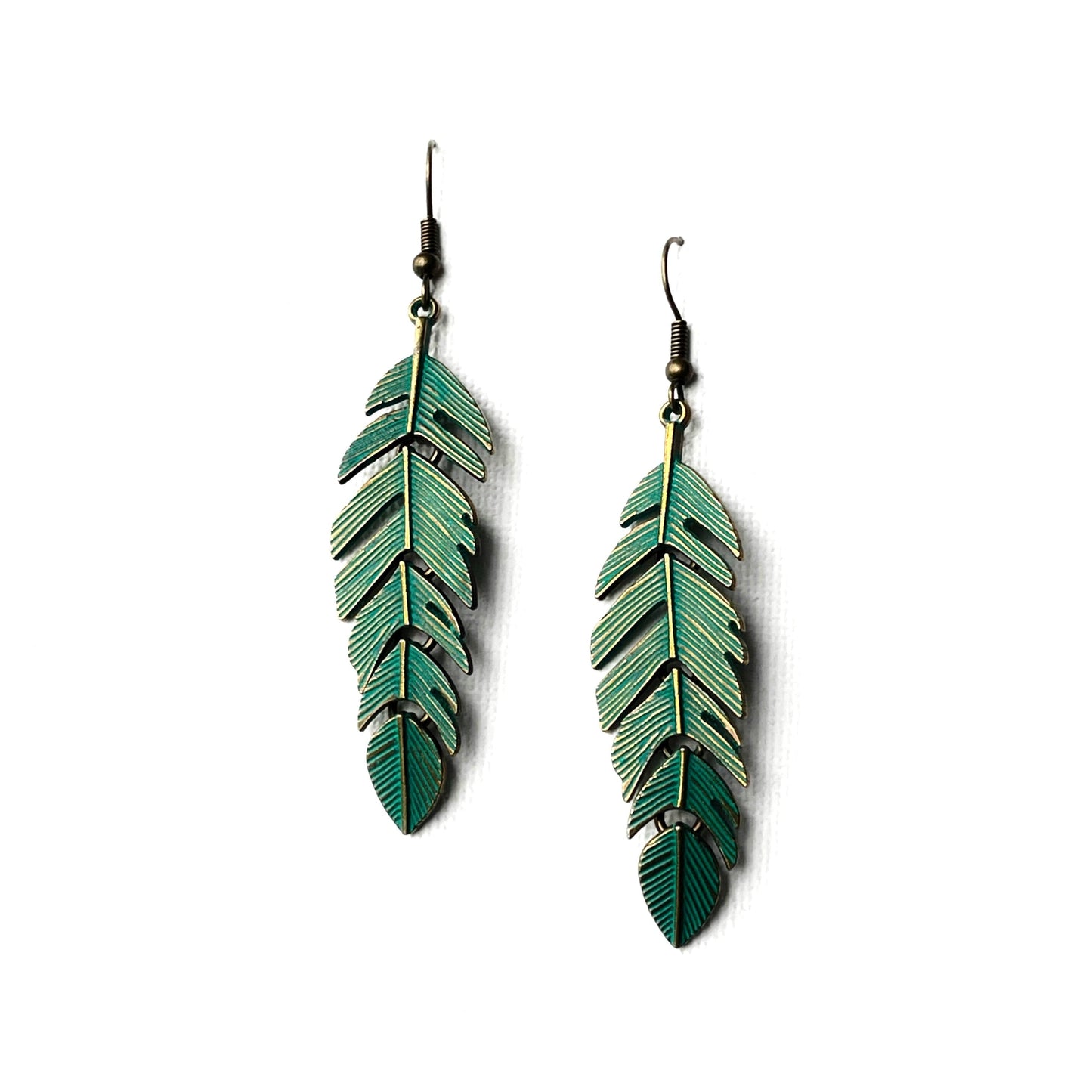 Evangelina Green Feather Earrings