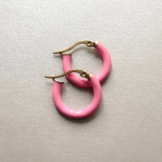Anais Luxe 18k Gold Plated Pink Hoops