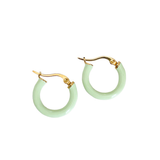 Anais Luxe 18k Gold Plated Mint Hoops