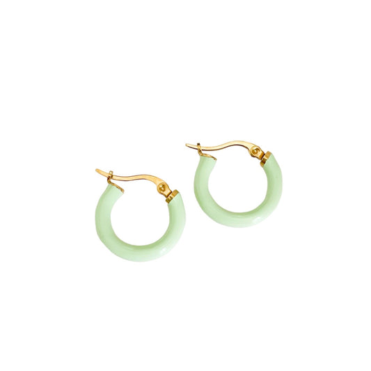 Anais Luxe 18k Gold Plated Mint Hoops