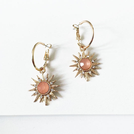 Solina Peach Gem Hoop Earrings