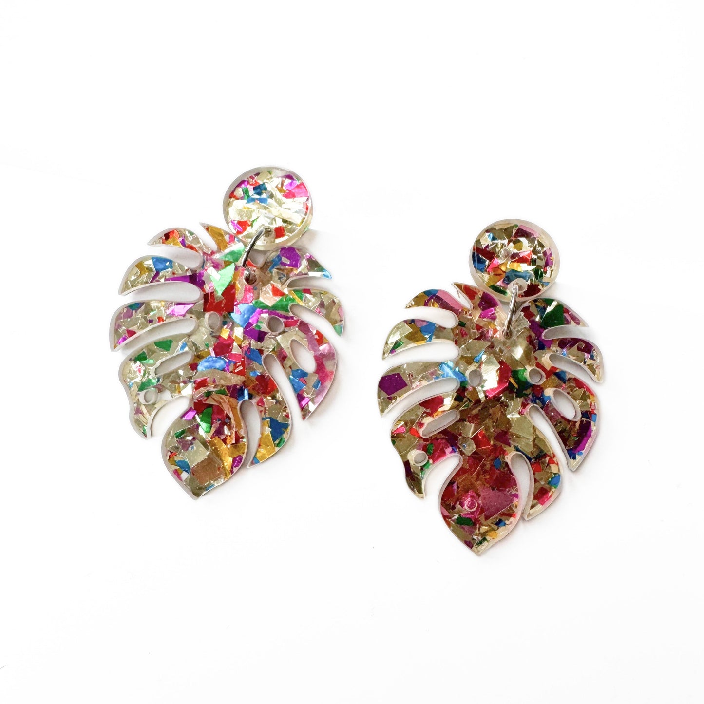 Tropica Monstera Leaf Acrylic Statement Earrings