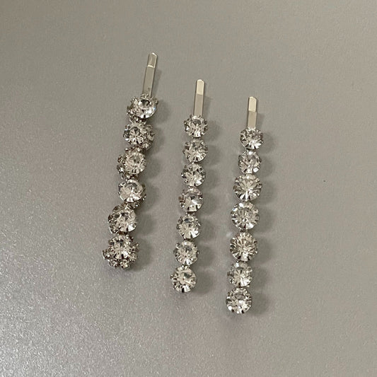 Adalynne  Luxury Silver Jewelled Hair Slide Set