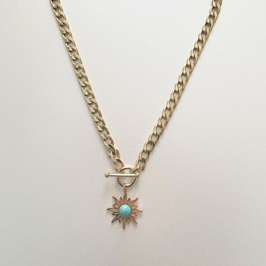 Calista Sunburst T Bar Choker Necklace