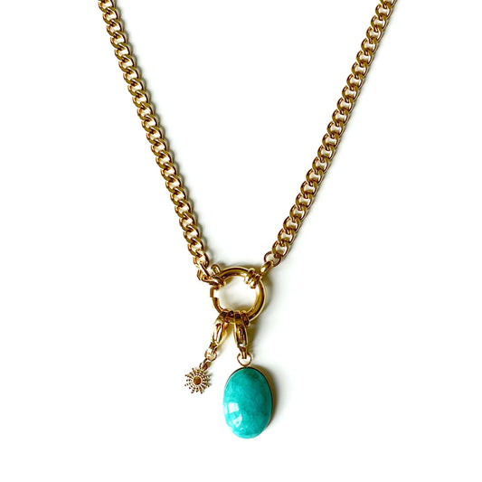 Stella Luxe 18k Gold Plated Turquoise Pendant Necklace