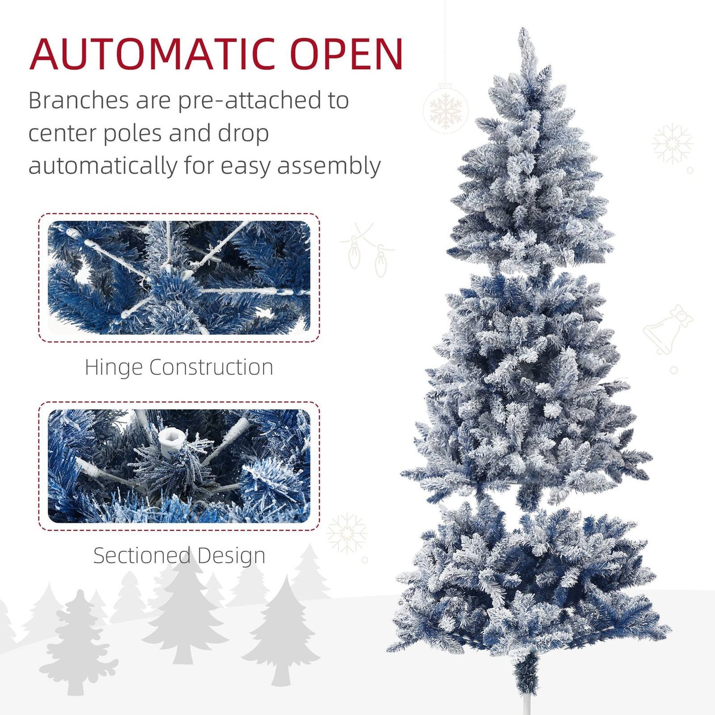 6ft Christmas Tree Artificial - White Frosted Green 700 Tips