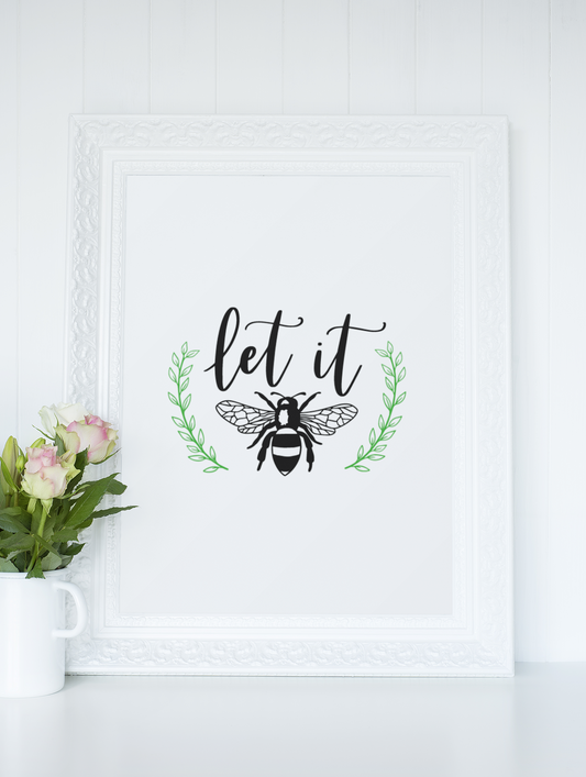 Let It Bee Bumble Bee Simple Bedroom Dressing Room Home Wall Decor Print
