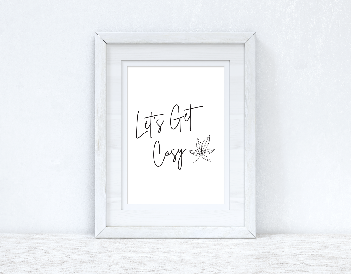 Let's Get Cosy Line Work Autumn Seasonal Wall Home Decor Print