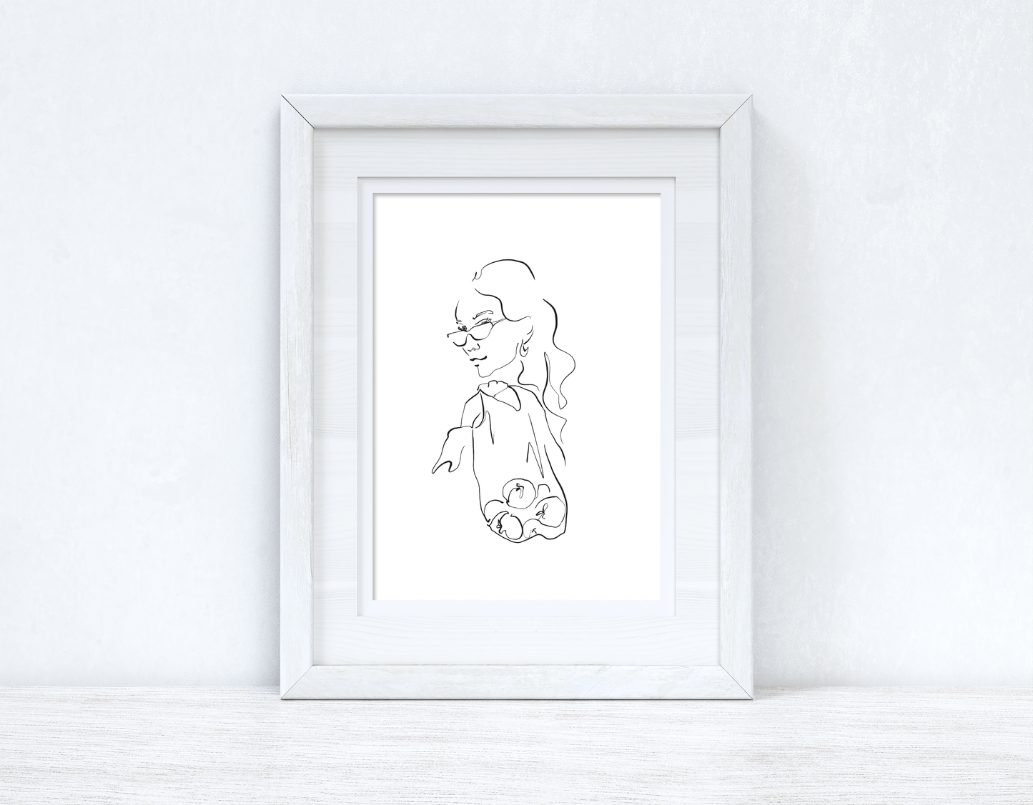 Line Work Woman Fruit Simple Home Bedroom Dressing Room Wall Decor Print