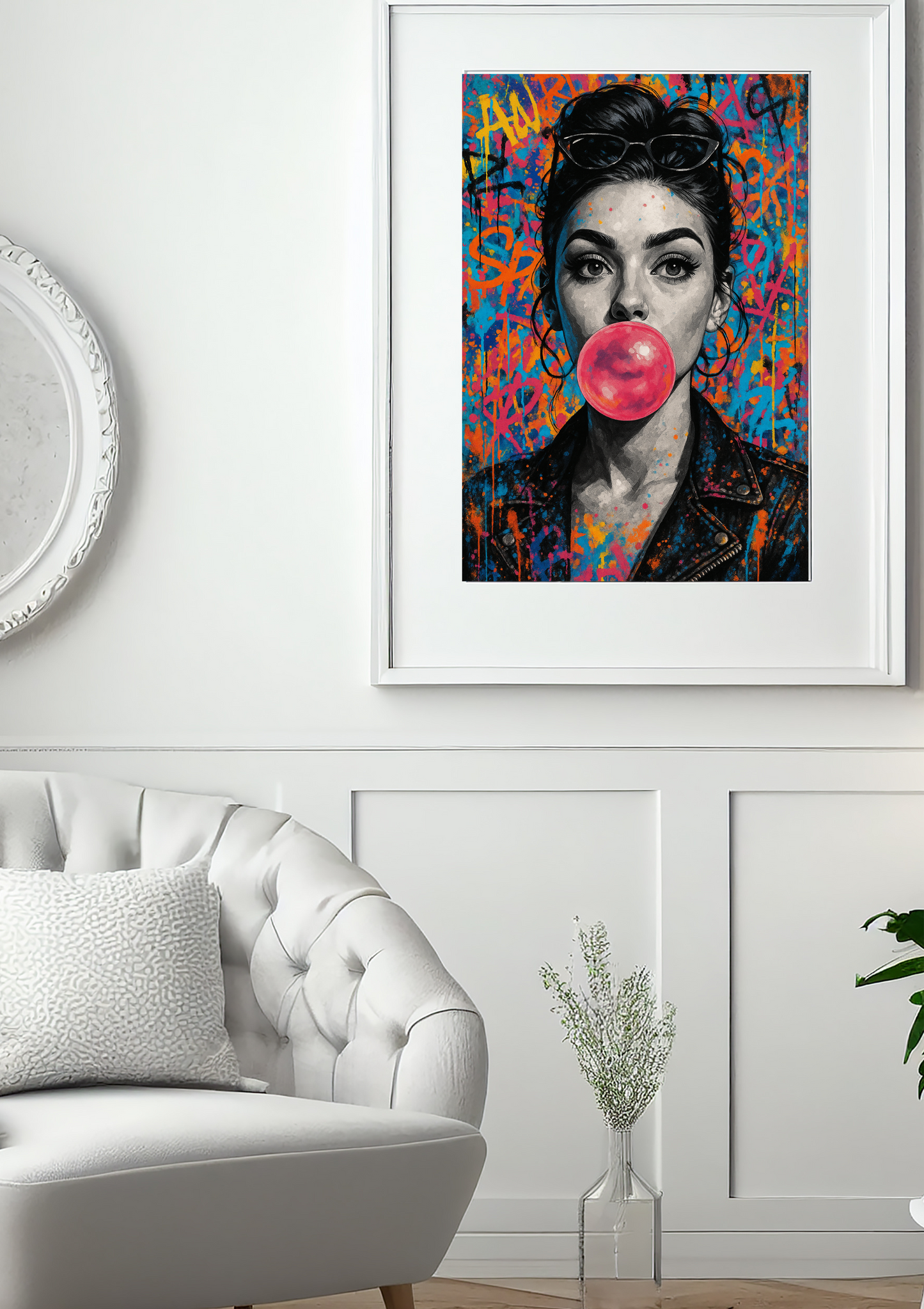 Graffiti Girl Bubblegum Art Print – Urban Pop Wall Decor