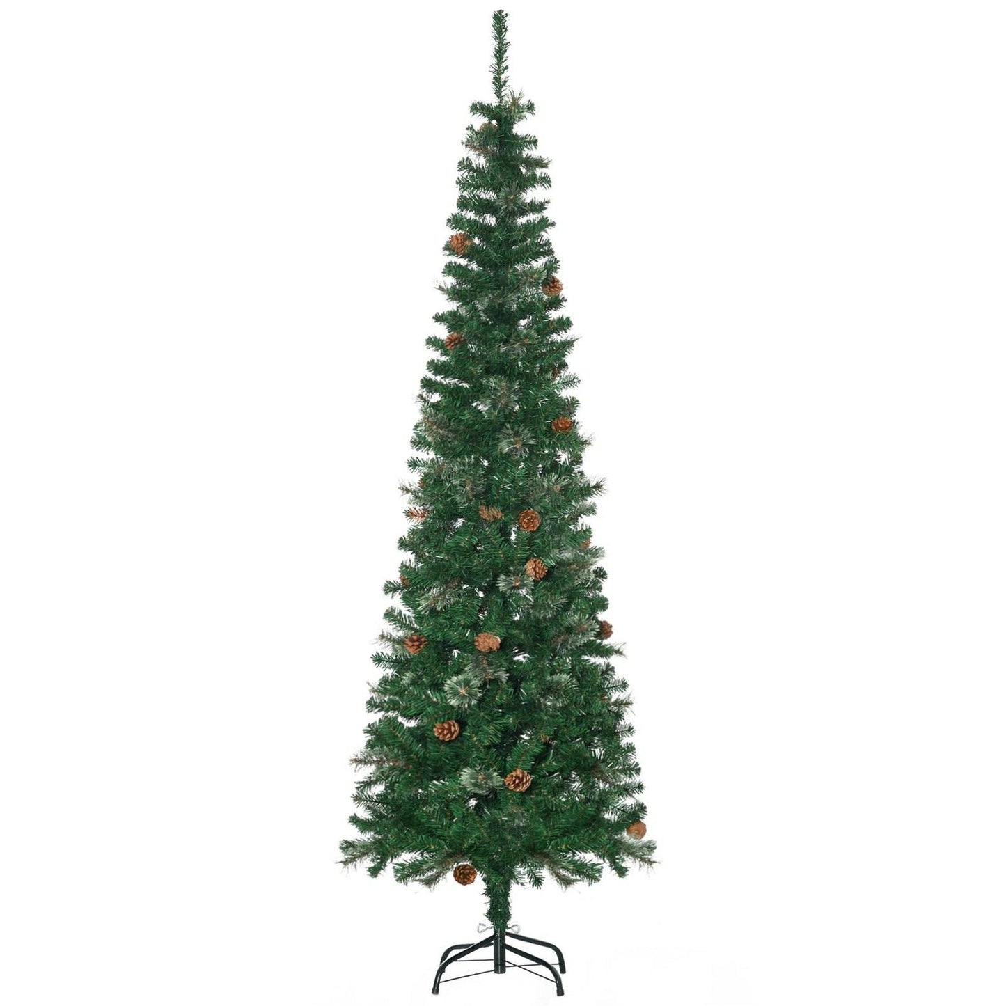 6.5FT Tall Pencil Slim Artificial Christmas Tree with Realistic Branches